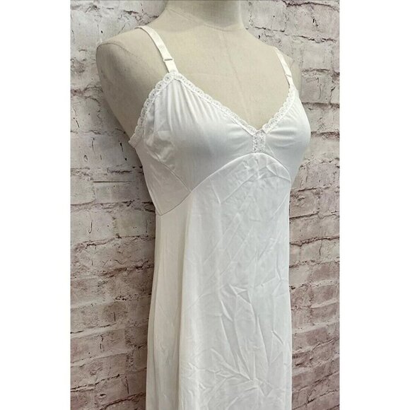 SHADOWLINE Vintage White Slip Lace Trim Opacitrique Size 36 Tall Length 42" NOS - Picture 6 of 12